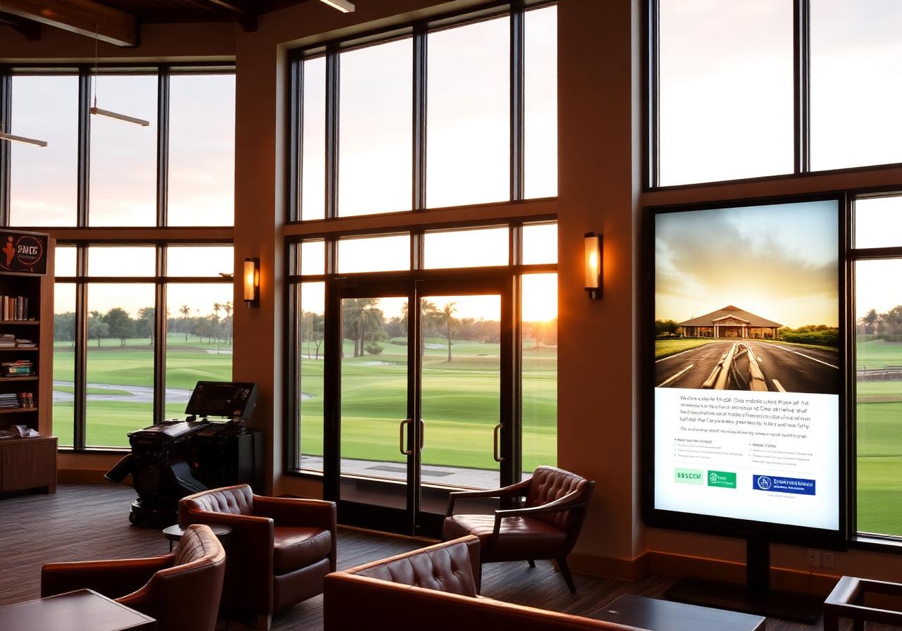Digital screen in a golf clubhouse
