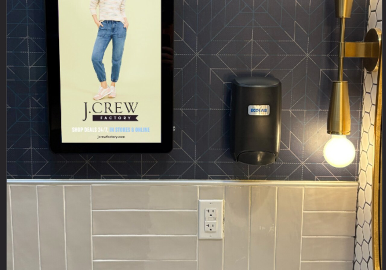 Digital screen in an upscale restaurant
